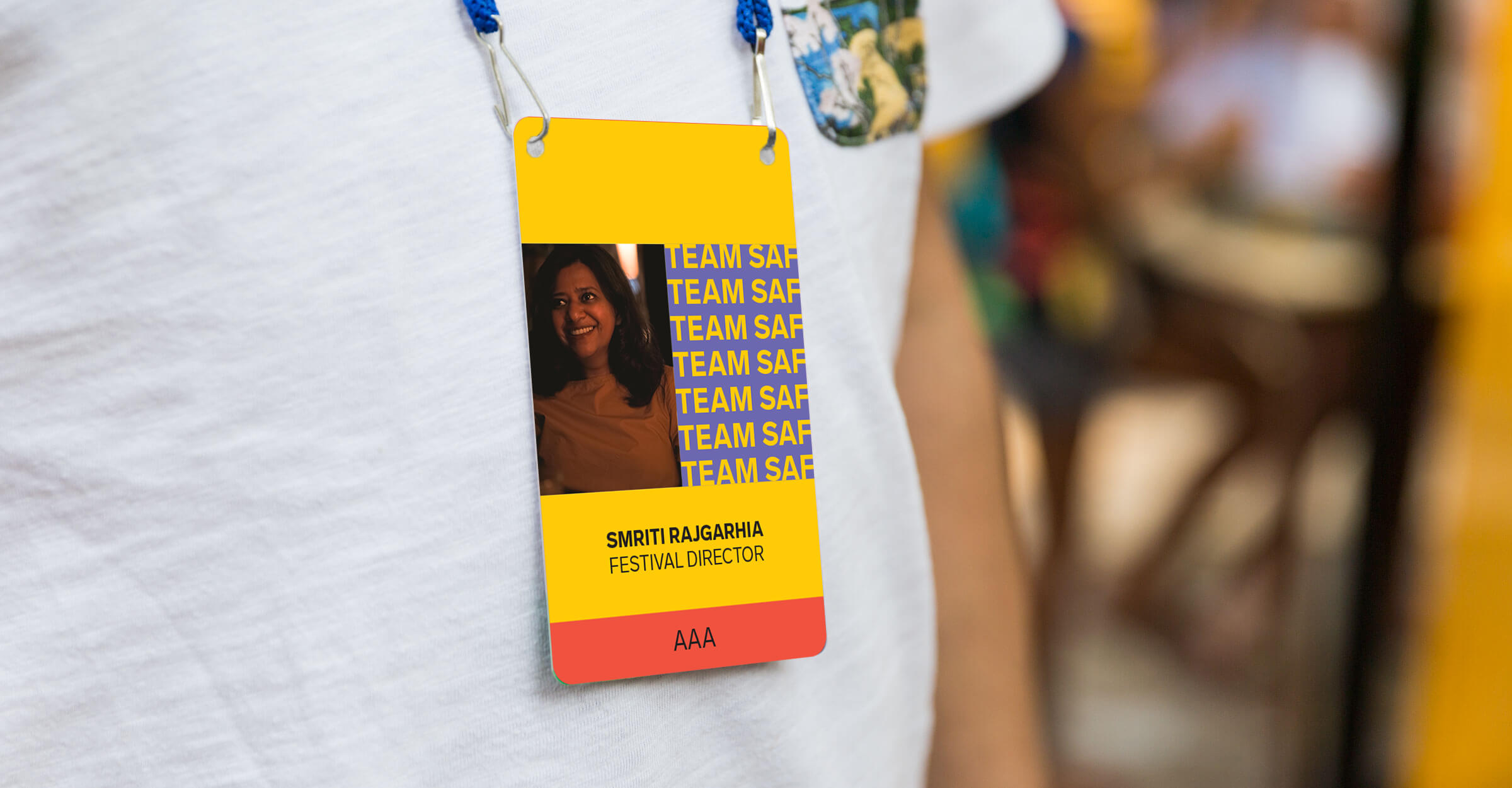 Photo of an Accreditation badge for SAF 2019